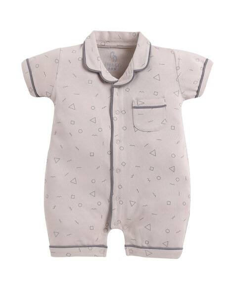 BABY GO Graphic Print Rompers with Patch Pockets