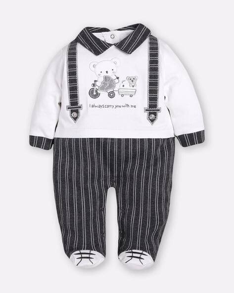 BABY GO Graphic Print Rompers with Suspender Belt