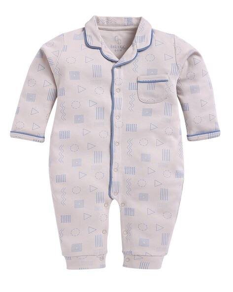 BABY GO Printed Romper with Front Pocket