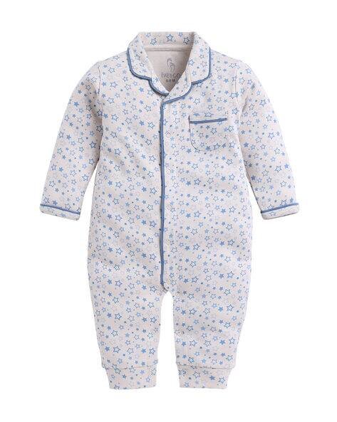 BABY GO Star Print Lapel-Collar Rompers
