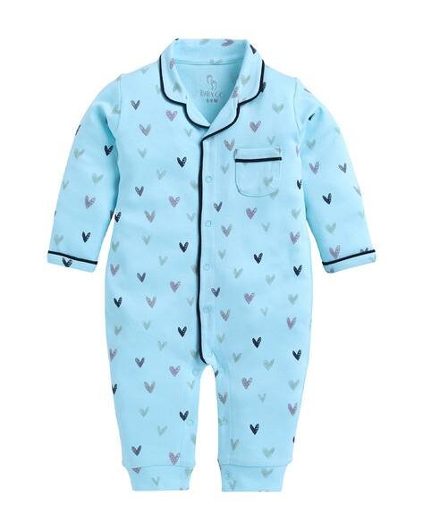 BABY GO Heart Print Rompers with Insert Pocket