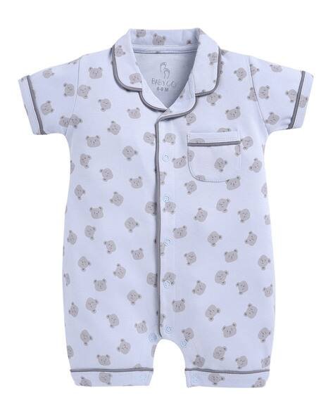 BABY GO Printed Romper with Patch pocket