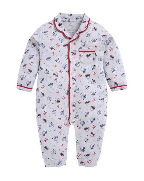 BABY GO Printed Rompers with Patch Pocket
