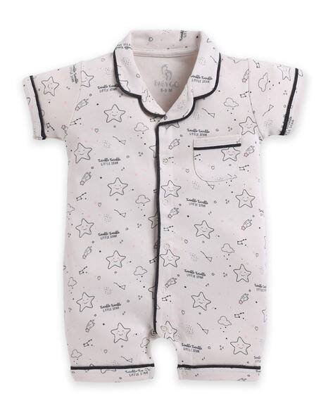 BABY GO Baby Star Print Rompers with Short Sleeves