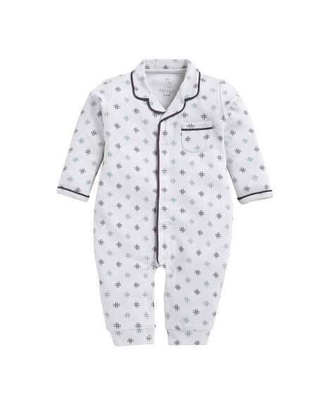 BABY GO Printed Spread-Collar Rompers