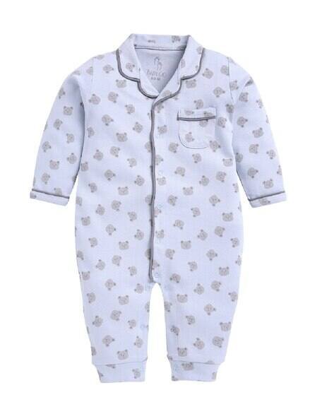 BABY GO Teddy Print Rompers with Insert Pocket