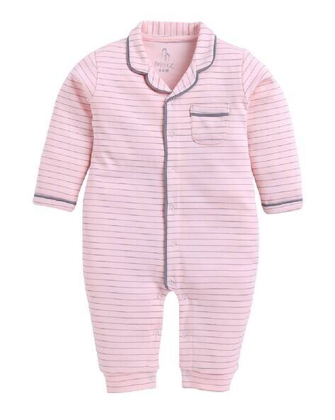 BABY GO Striped Rompers with Insert Pocket