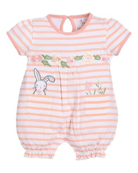 BABY GO Round-Neck Embroidered Rompers