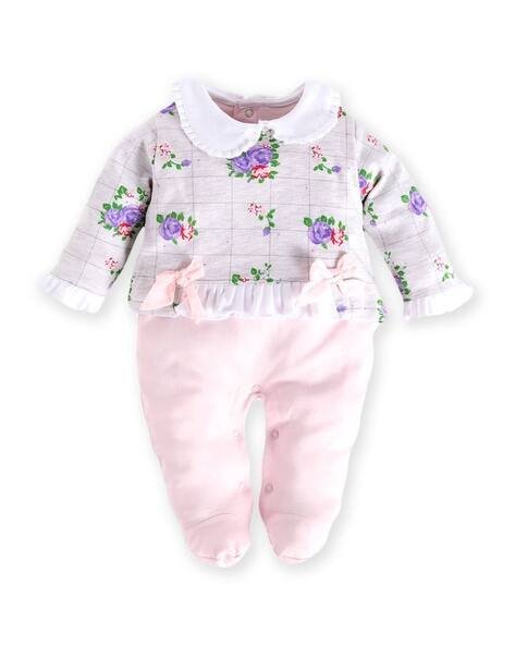 BABY GO Floral Print Rompers with Full Sleeves