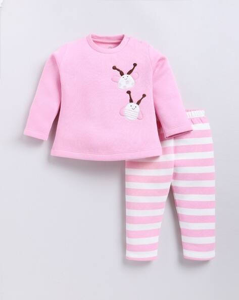 BABY GO Girls Round Neck Rompers