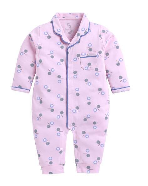 BABY GO Printed Lapel-Collar Rompers
