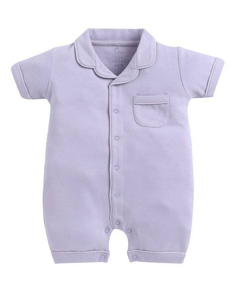 BABY GO Infants Pure Cotton Rompers with Patch Pocket