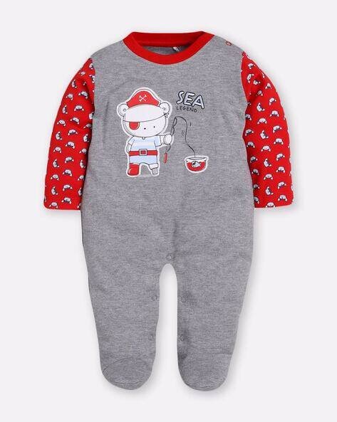 BABY GO Infants Graphic Applique Cotton Romper