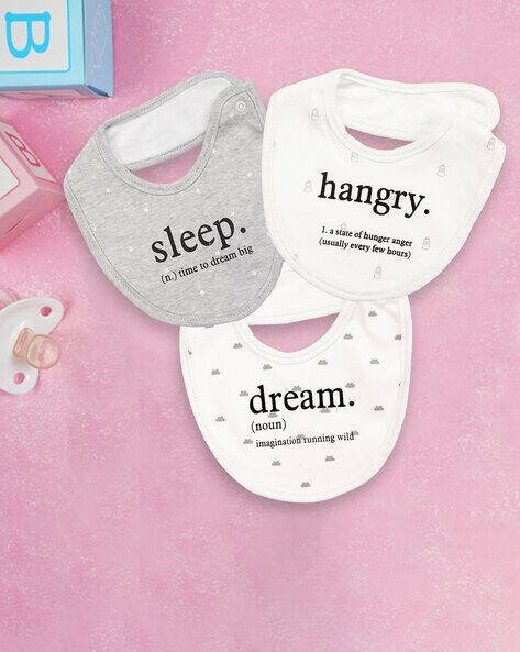 Babymoo Pack of 3 Typographic Print Bibs