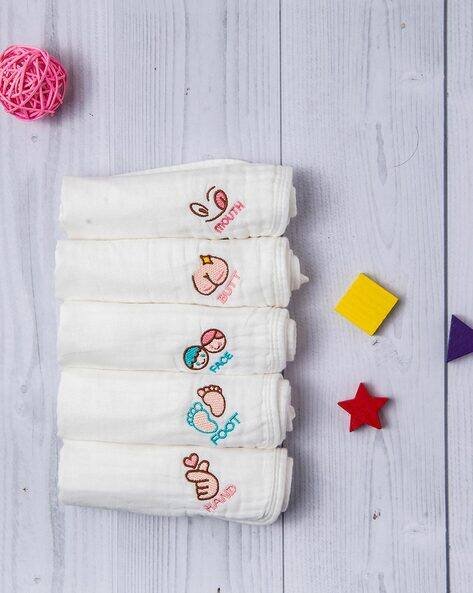 Babymoo Pack of 5 Embroidered Graphic Napkins
