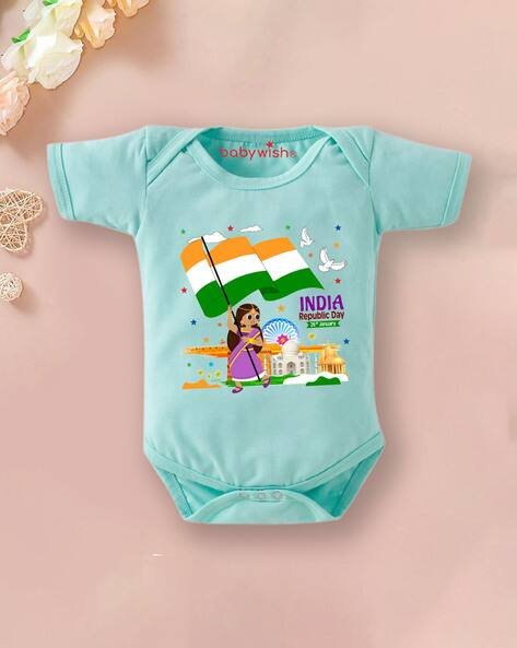 BABYWISH Graphic Print Envelope-Neck Onesies