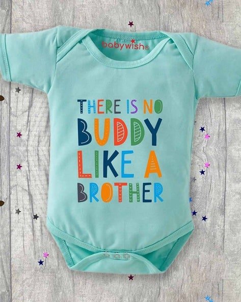 BABYWISH Typographic Print Envelope-Neck Romper