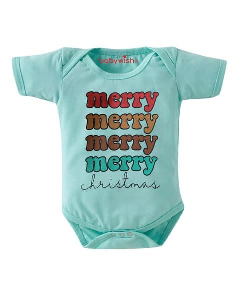 BABYWISH Typographic Print Rompers with Button Closure