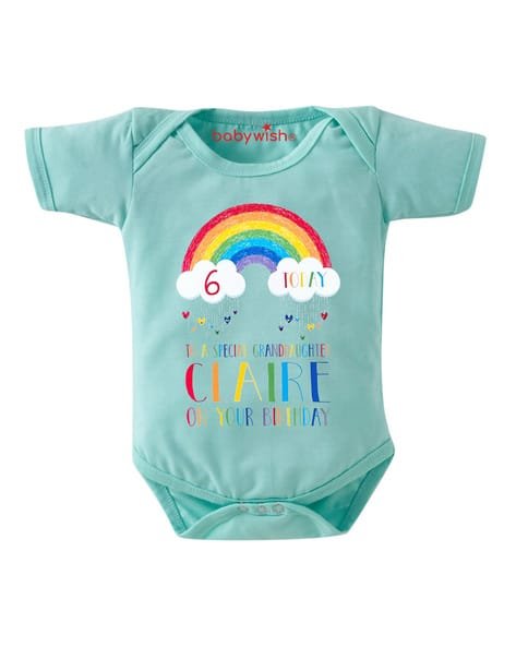 BABYWISH Typographic Print Rompers with Snap-Button Closure