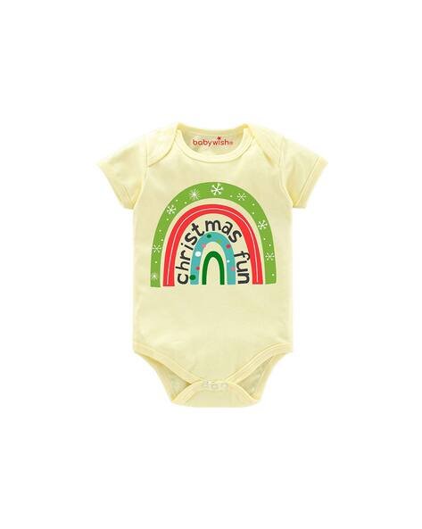 BABYWISH Graphic Print Onesies with Short Sleeves