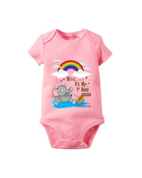 BABYWISH Graphic Print Round-Neck Onesie