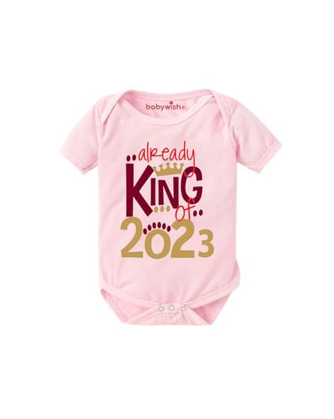 BABYWISH Typographic Print Crew-Neck Rompers