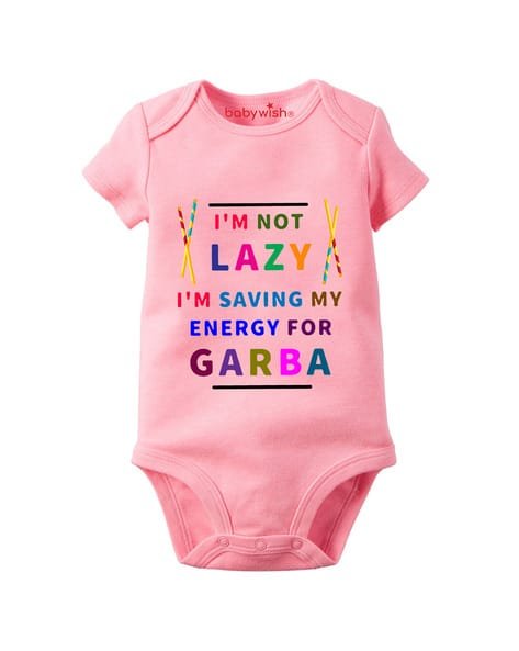 BABYWISH Typographic Print Round-Neck Romper