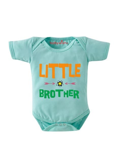 BABYWISH Typographic Print Onesie with Snap-Button Closure