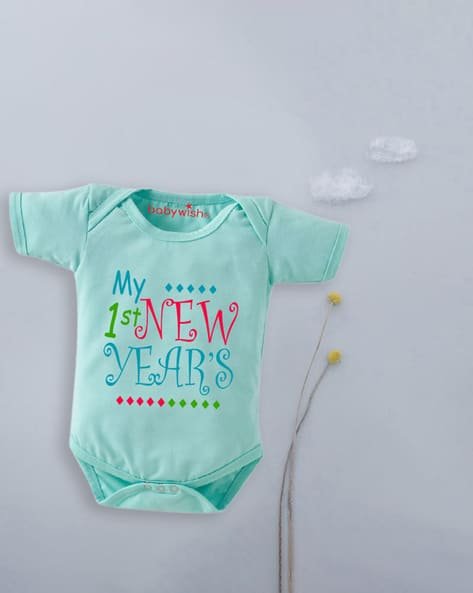 BABYWISH Typographic Round Neck Rompers