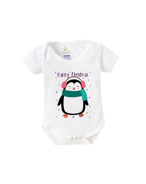 BABYWISH Christmas Print Romper with Snap Button Closure