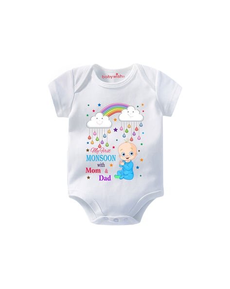 BABYWISH Graphic Print Crew-Neck Onesie