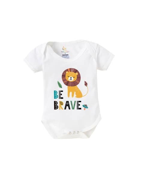 BABYWISH Lion Print Rompers with Snap Button Closure
