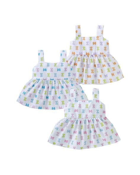 BABYWISH Pack of 3 Block Print Frocks