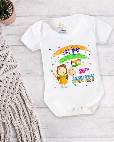 BABYWISH Typographic Print Envelop-Neck Onesie