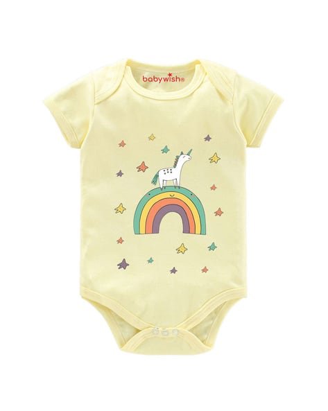 BABYWISH Graphic Print Round-Neck Rompers