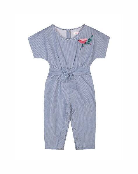 BUDDING BEES Striped Round-Neck Rompers