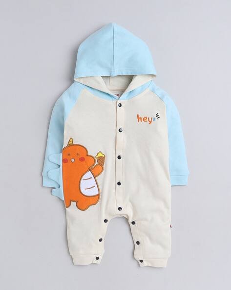 BUMZEE Typographic Print Hooded Rompers