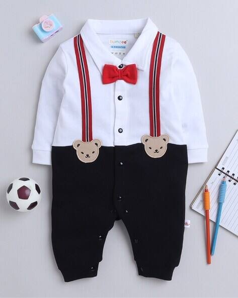 BUMZEE Button-Front Rompers with Bow
