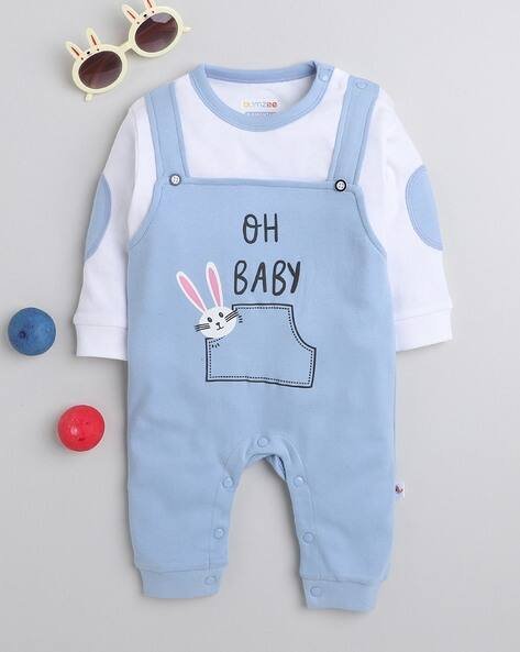BUMZEE Boys Typographic Print Round-Neck Romper