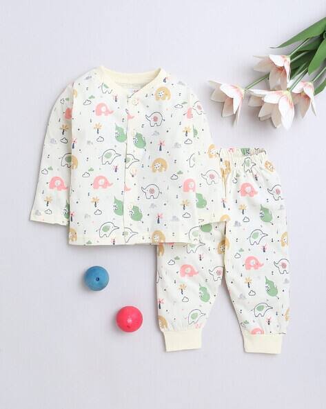 BUMZEE Printed Cotton Shirt & Pyjamas Set