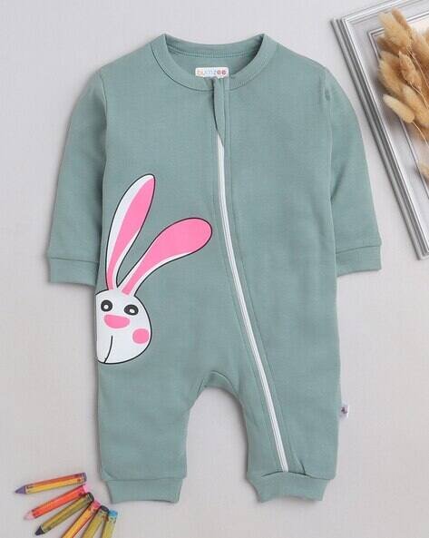 BUMZEE Unisex Rabbit Print Round-Neck Romper