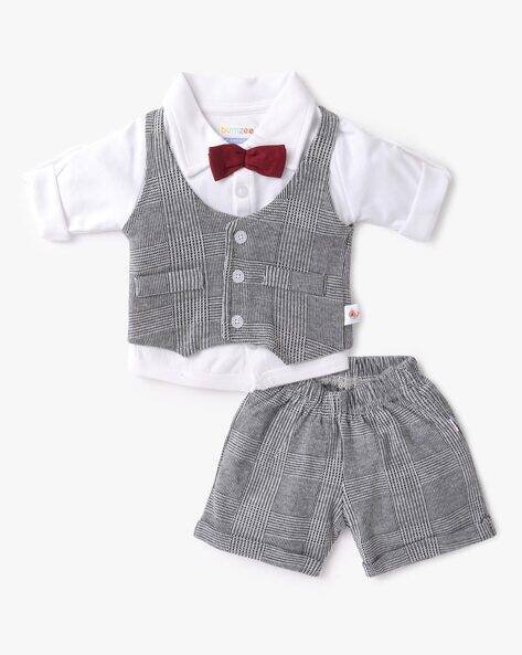 BUMZEE Checked T-Shirt with Shorts Set