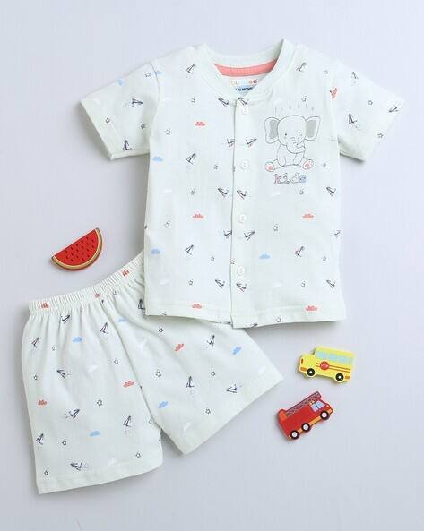 BUMZEE Girls Printed Jablas & Shorts Set