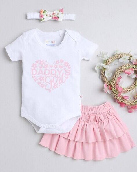 BUMZEE Printed Bodysuit with Skirt & Headband