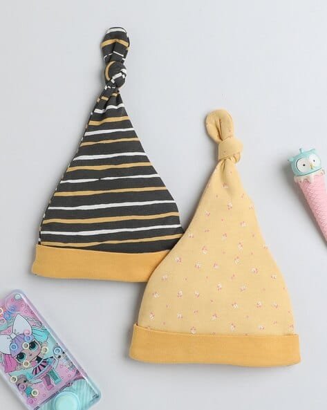 BUMZEE Infants Set of 2 Printed Knotted Caps