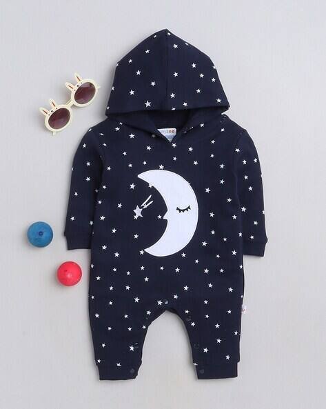 BUMZEE Boys Star Print Hooded Romper