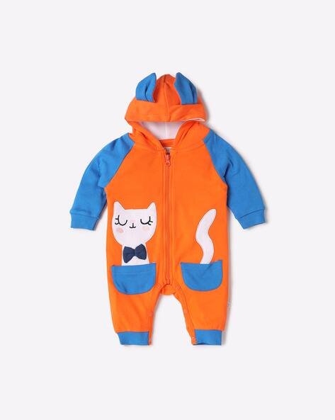 BUMZEE Colourblock Hooded Romper with Patch Pockets