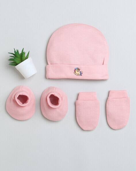 BUMZEE Unicorn Print Cap & Mittens Set with Booties