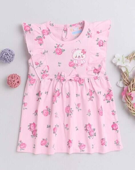 BUMZEE Girls Floral Print A-Line Dress
