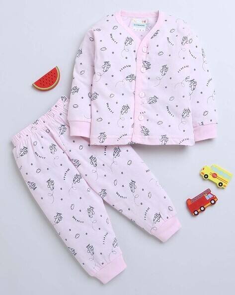 BUMZEE Graphic Print Nightsuit with Button Closure